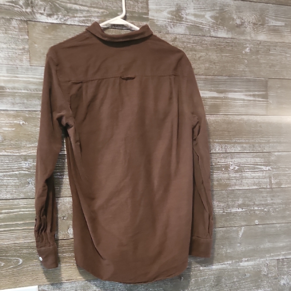 Club Room Brown textured button up Shirt size small - Picture 3 of 3